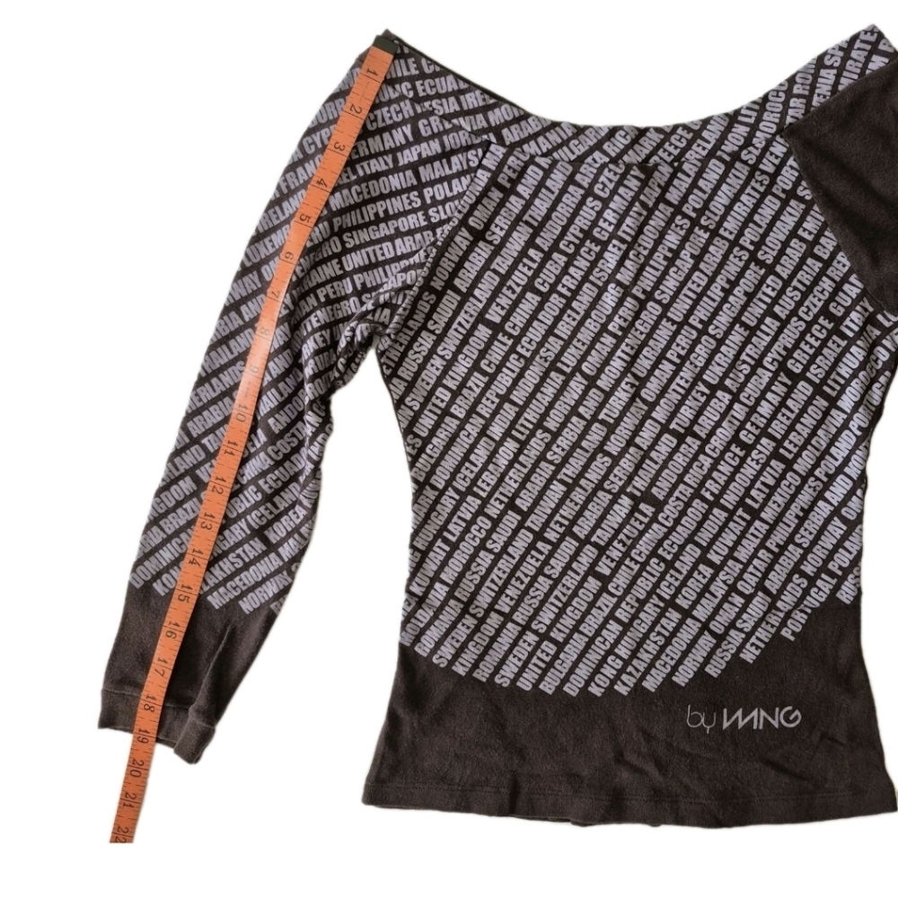 Mango Brown and White Diagonal Country-Print Long Sleeve Tee - Picture 10 of 11